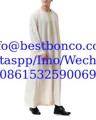 T/R fabric shine for muslim thobe shirts, suit high quality Ethnic Arab Middle East wind pure color  gentleman