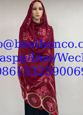 high quality Spun polyester voile fabrics embroidery sudan robe swiss hijab scarf for muslim women