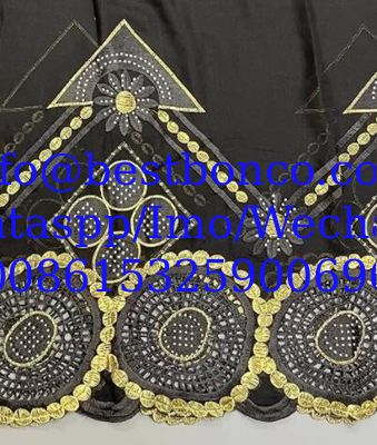 high quality Spun polyester voile fabrics embroidery sudan robe swiss hijab scarf for muslim women