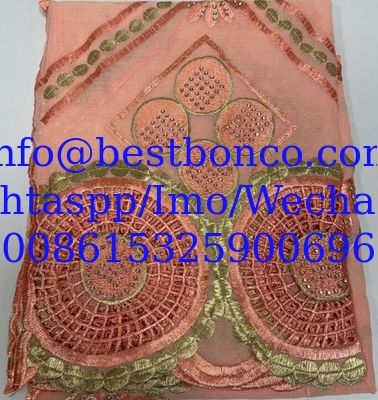 high quality Spun polyester voile fabrics embroidery sudan robe swiss hijab scarf for muslim women