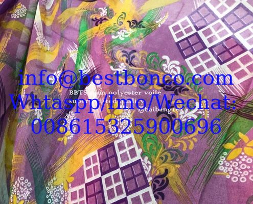 صنع في اليابان %100 Spun Polyester Voile plain dyed and Printing top quality fresh order booking Original MADE IN JAPAN