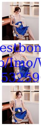 Fábrica directa de cruce de fronteras pijamas largos creativos cómodos sexy noble correa de costura de chifón vestido de noche femenino summe
