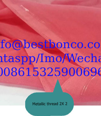 Metallic Silver Gold selvedge 100% de poliéster de hilado de alta torsión con velo completo