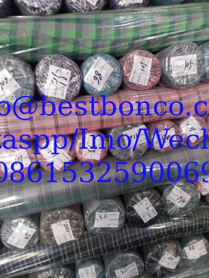 100% Cotton with golden and silver thread check design shirts' fabric stock for grade AAA quality