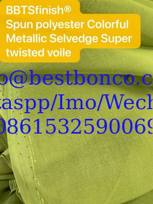 Metallic selvedge Sudan market spun polyester voile fabric